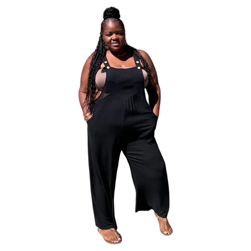 Trendy Threads Plus Size Lazy Day Overalls In Black