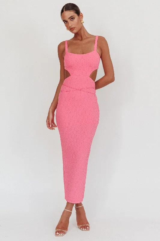 Clothing Woman Piera Cut-Out Waist Maxi Dress Hot Pink