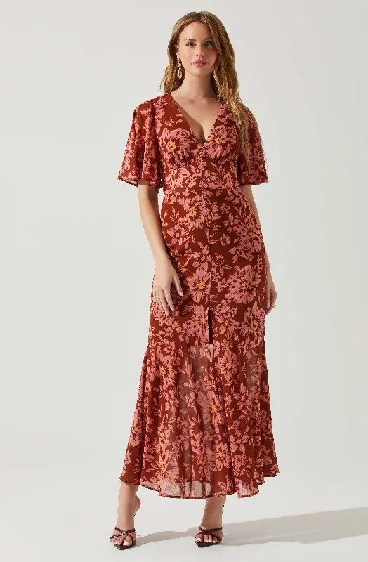 Comfortable Clothes Kenzie Floral Maxi Dress