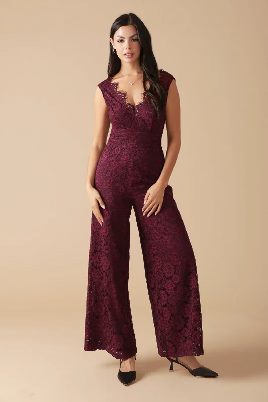 Luxury Women's Fashion FEATHERED THOUGHTS WOVEN LACE JUMPSUIT