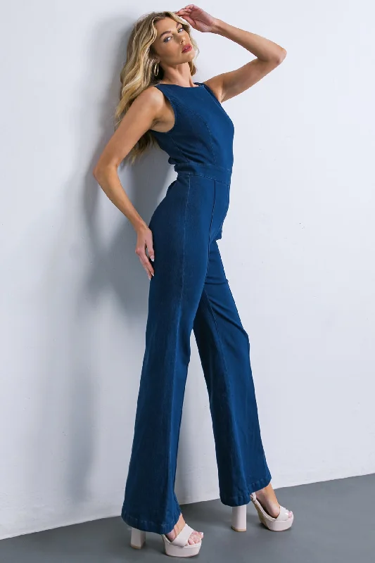 Easygoing Women's Style KISS AND WON'T TELL DENIM JUMPSUIT