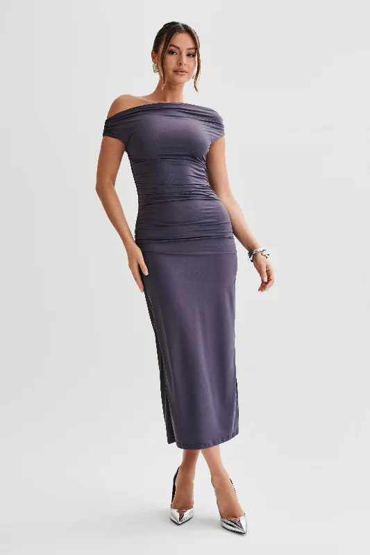 Budget-Friendly Fashion Alayna Recycled Nylon Midi Dress - Charcoal