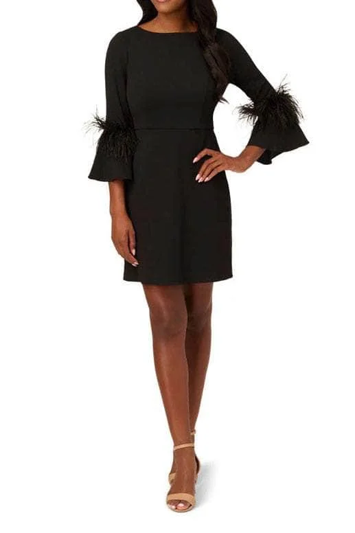 Flash Sale, Don't Miss Adrianna Papell AP1D105175 - Feathered Bell Sleeve Cocktail Dress