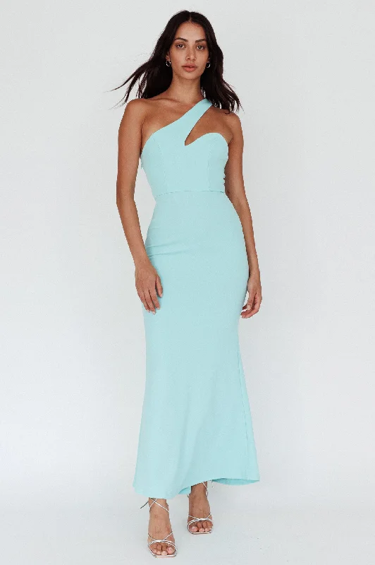 Wardrobe Refresh Shooting Stars One-Shoulder Maxi Dress Mint