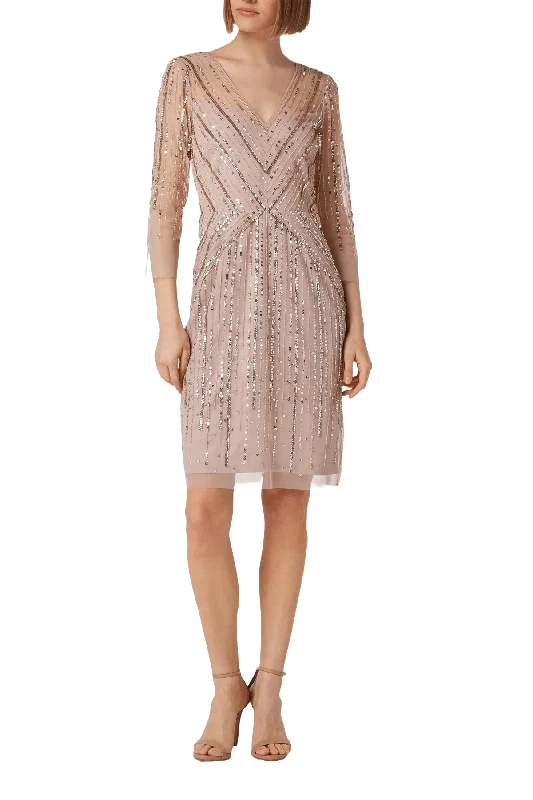 Forward Trendsetter Adrianna Papell AP1E209226 - Sequin Quarter Sleeve Cocktail Dress