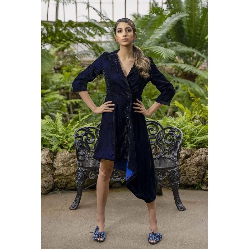 Season Sale Margarita Blue Velvet Jacket Dress