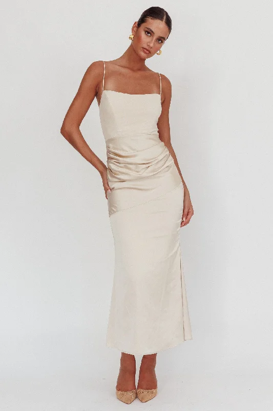 Relaxed Style Morella Draped Waist Maxi Dress Champagne