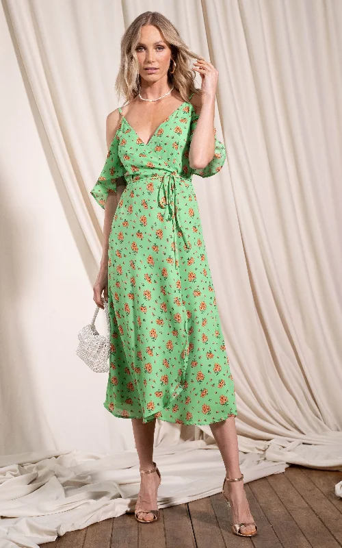 Modern Women's Apparel Ivy Dress In Green Daisy