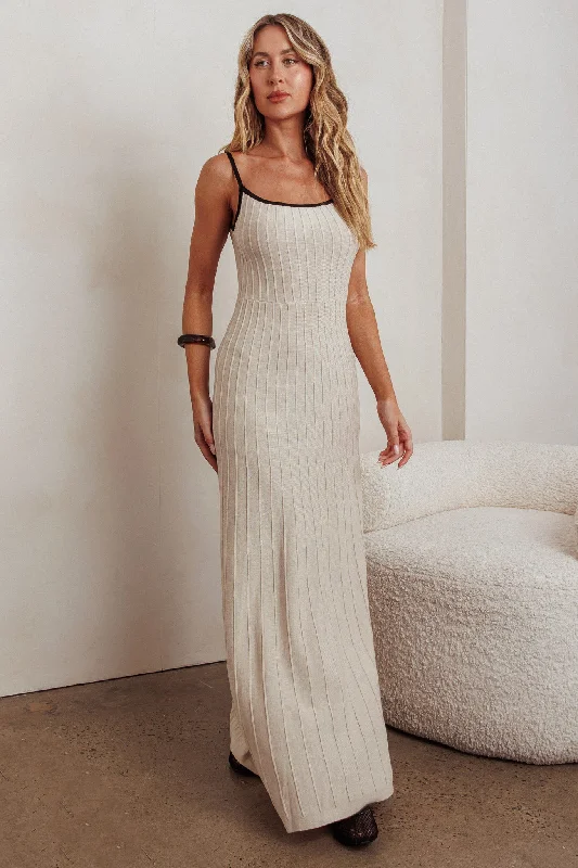 Exclusive Online Sale Interstellar Contrast Knit Maxi Dress Oat