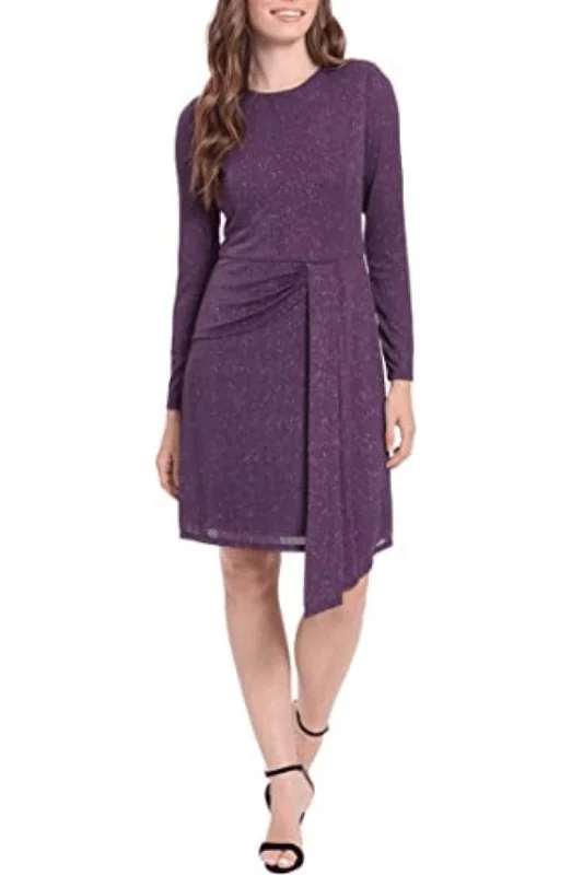 Seasonal Sale London Times T3719M - Long Sleeve Glittered Dress