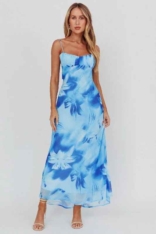 Winter Wardrobe Clearance Nerida Low Back Twist Maxi Dress Lily Blue