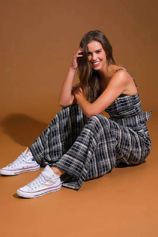 Limited Time Offer SAND DUNE WOVEN PLAID JUMPSUIT