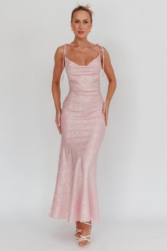 Extreme Clearance Deals Belonging Cowl Neck Tied Shoulders Maxi Dress Blush