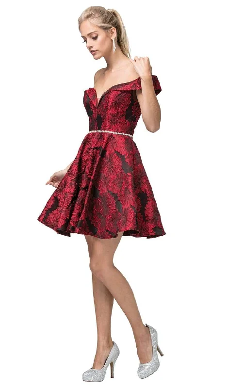 Luxury Fashion Dancing Queen - 3096 Floral Off-Shoulder A-Line Dress