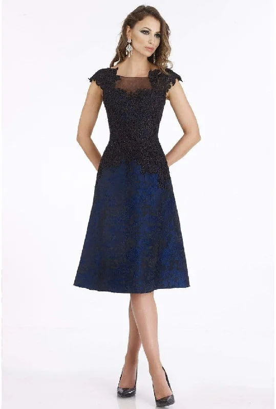 Trendy Fashion For Women Gia Franco - 12013 Two Tone Embroidered Bateau A-line Dress