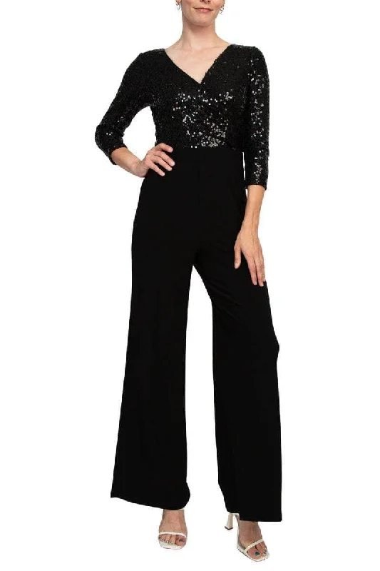 Snag Fabulous Fashion Bargains Adrianna Papell AD5E210877 - Sequined Quarter Sleeve Jumpsuit