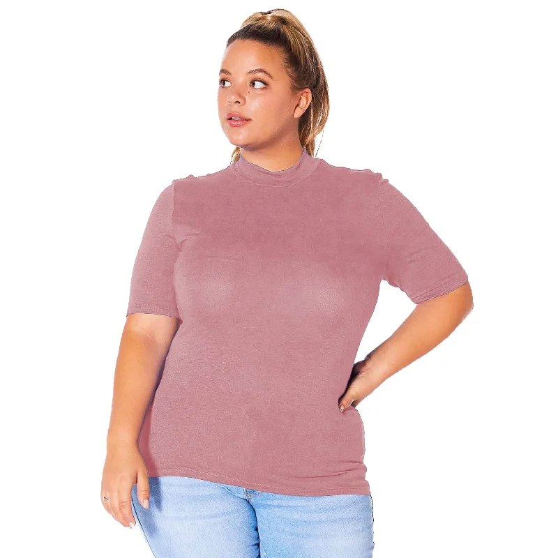 Women's Seasonal Fashion Trends Plus Size Half Sleeve Turtle Neck Fitted Top