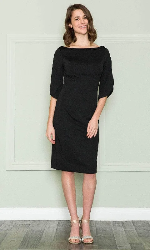 Mega Sales Poly USA 8772 - Quarter Sleeves Jersey Knee-Length Dress