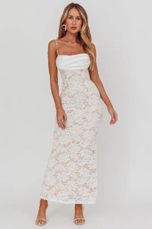 Online Clothing Boutiques Melting Lace Maxi Dress White