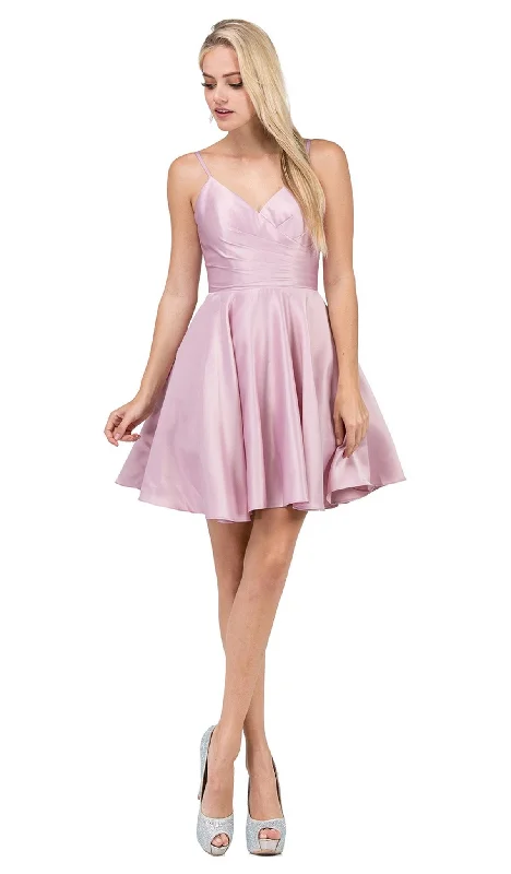 Versatile Outfits Dancing Queen - 3059 Sleek Pleated Surplice Homecoming Dress