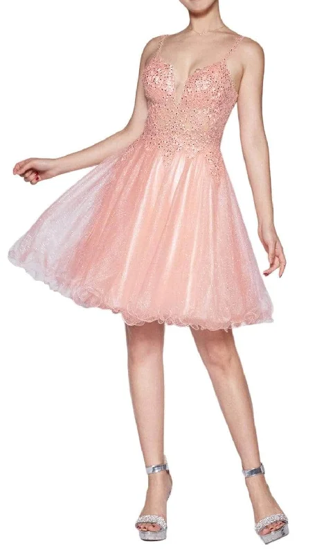 Affordable Online Boutique Ladivine CD0137 - Glitter Tulle with Jeweled Lace Homecoming Dress