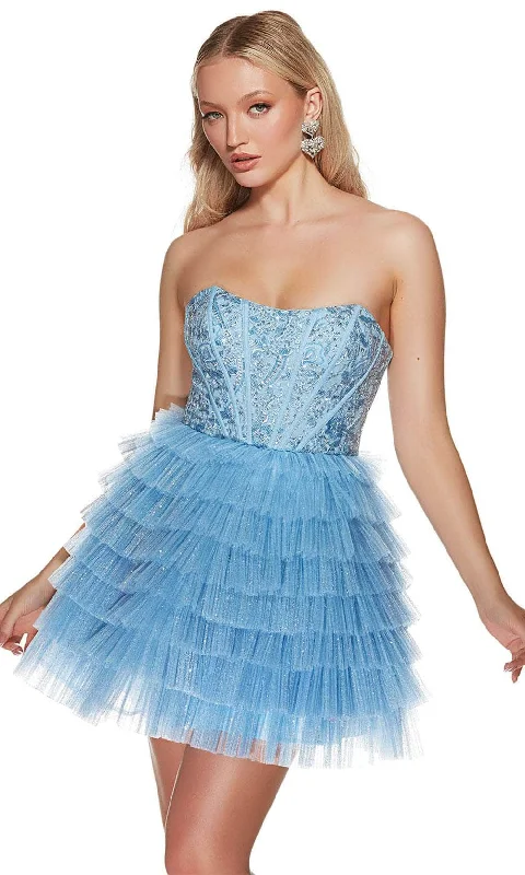 Gorgeous Glamour Collection Alyce Paris 3767 - Ruffled Skirt Scoop Neck Cocktail Dress