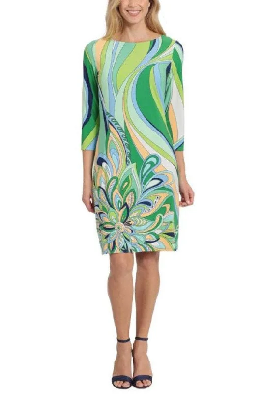 Exclusive Designer Collection London Times T6769M - Printed Quarter Sleeve Cocktail Dress