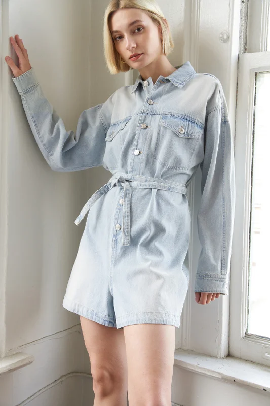 Style Breakthroughs TURNING POINT DENIM ROMPER