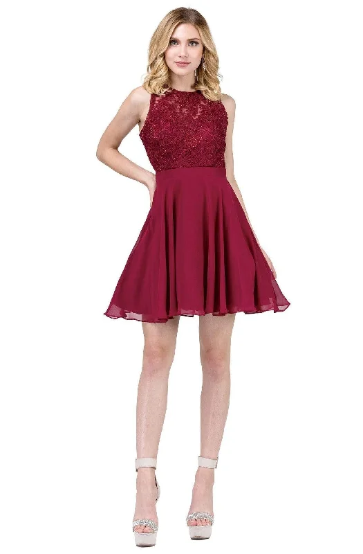 Trendy Styles Dancing Queen - 3012 Jeweled Floral Lace Bodice Homecoming Dress