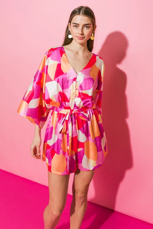 Online Boutiques Clothing OUT IN THE MIDDLE SATIN ROMPER