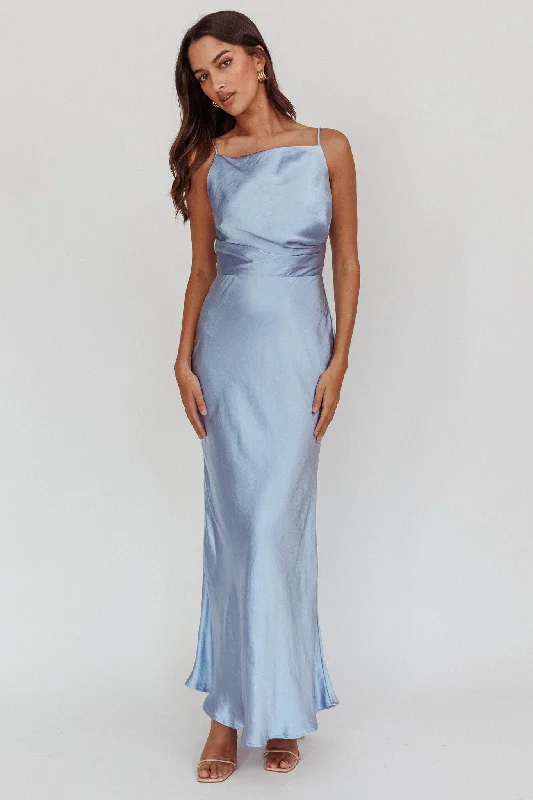 Hot Deals Laila Boat Neck Maxi Dress Stone Blue