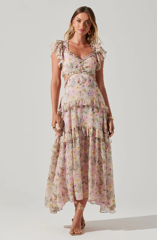 Effortless Chic Apparel Mable Floral Tiered Ruffle Maxi Dress