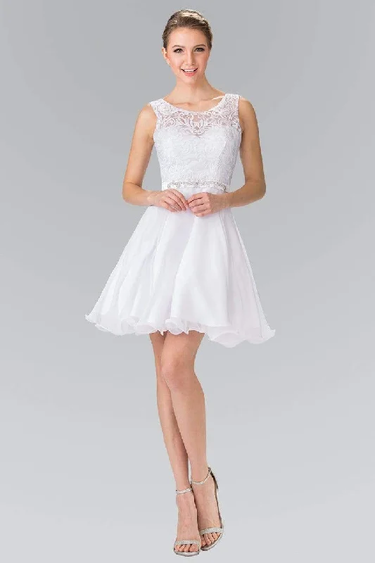 Luxury Fashion Elizabeth K - GS2314 Sleeveless Lace Bodice A-Line Short Dress