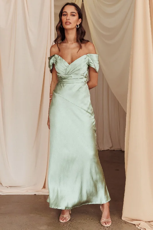 Exclusive Discount Katrina Off Shoulder Maxi Dress Pistachio