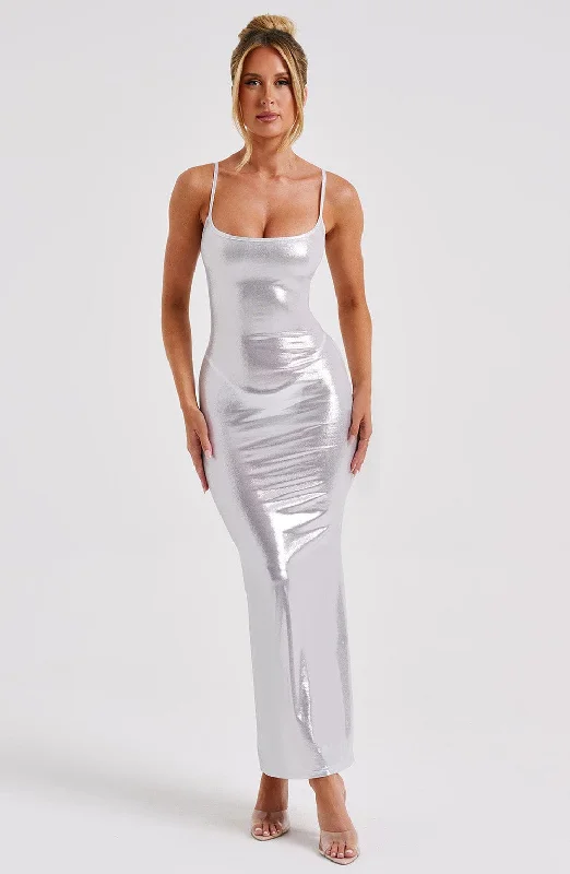 Redefining Women's Fashion Kyranni Maxi Dress - Silver