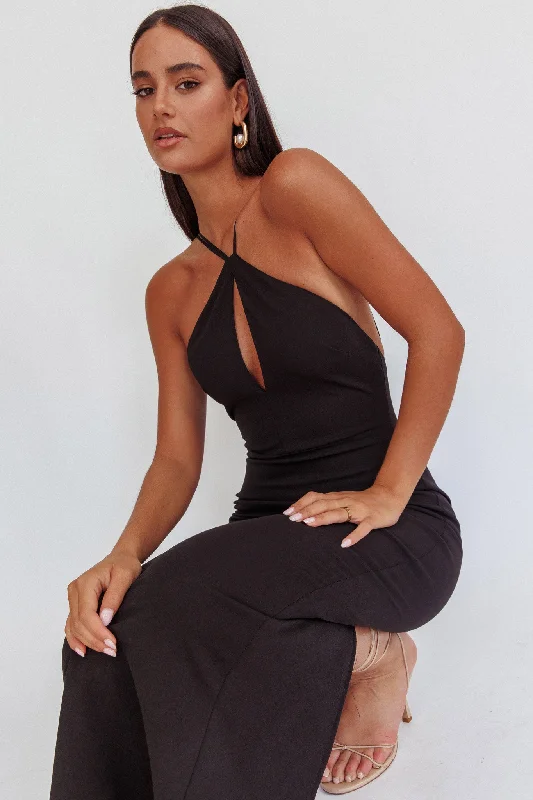 Women's Fashion Clothing Feels Good Backless Bodycon Maxi Dress Black