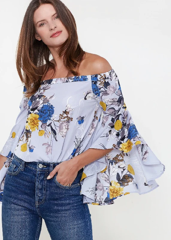 Vintage Women's Fashion Women's Bell Sleeve Off The Shoulder Top