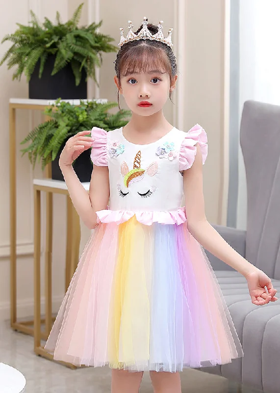 Trendy Women's Outfits for Casual Wear DIY White Embroideried Patchwork Ruffled Cotton Baby Girls Dresses Butterfly Sleeve