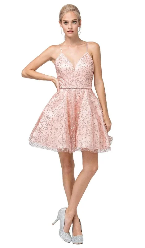 Chic & Cozy Collection Dancing Queen - 3154 Trailing Glitter Motif A-Line Dress