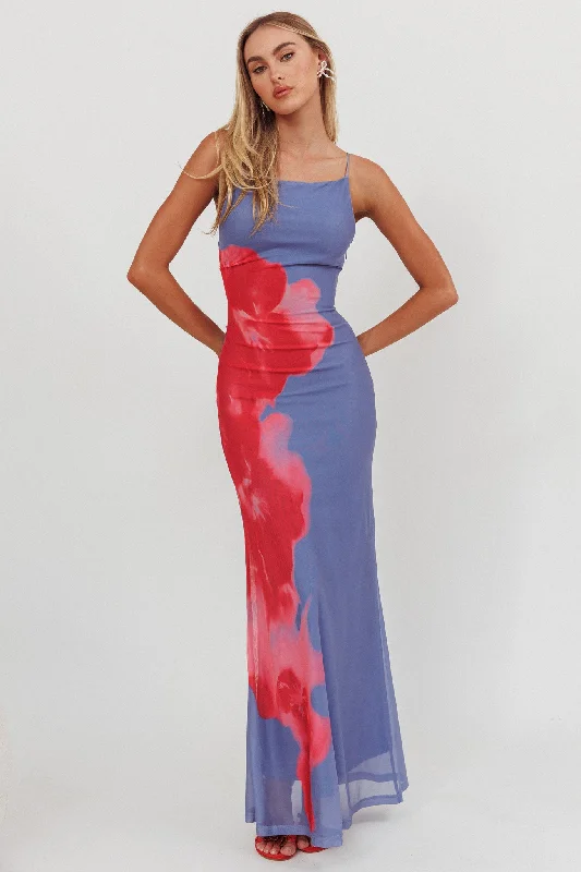 Sophisticated Style Unravel Floral Maxi Dress Blue