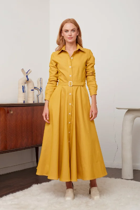 The Latest Trends ESTI classy yellow denim shirt dress