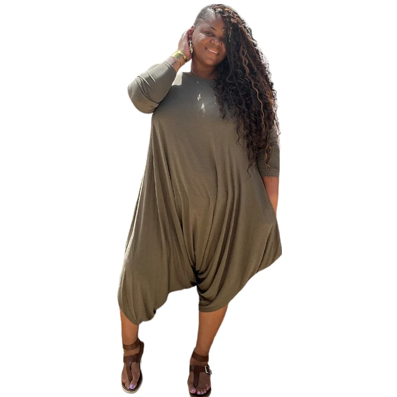 Big Sale Event Women's  Plus Size Harem Long Sleeve Jumpsuits