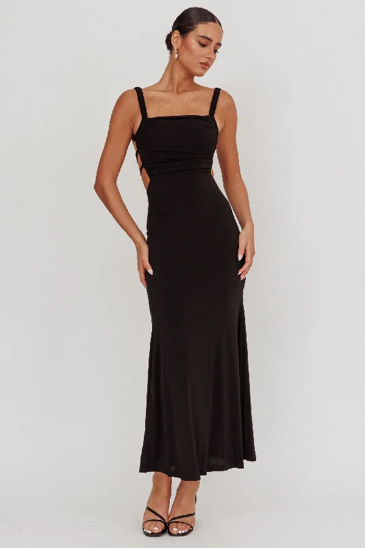 Trend Setting Threads Dream Crush Lace-Up Back Maxi Dress Black