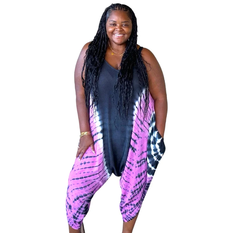 Step Ahead, Lead The Trend Women's Plus Size Tie Dye Jumpsuit With Pockets