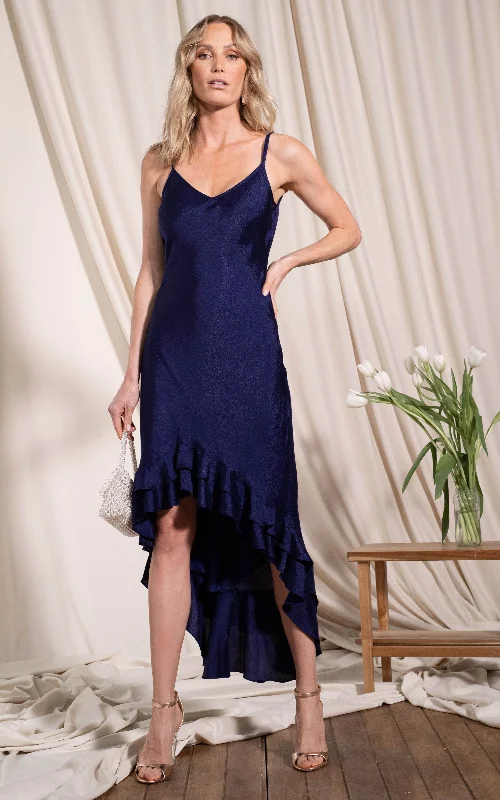 Online Boutiques Fiorella Dress In Navy