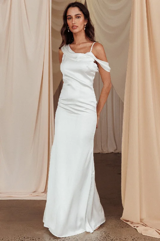 Outfits Ideas Dawna Draped Sleeve Maxi Dress White