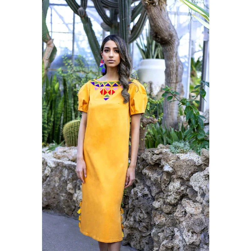 Stylish Savings Maya Yellow Midi Dress