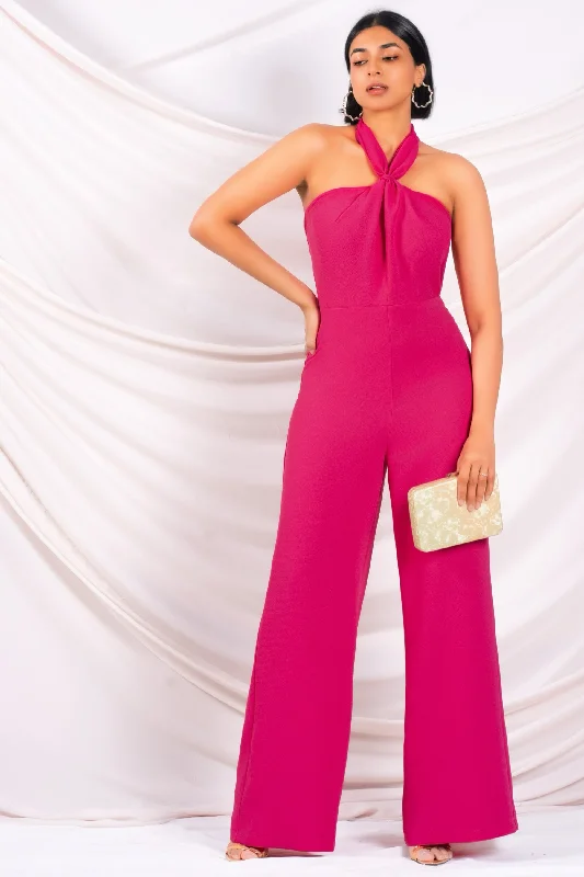 Chic Trend Collection Pink Halter Neck Jumpsuit