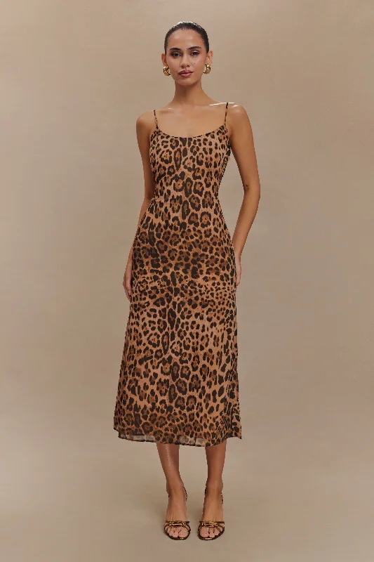 Clearance Sale Online Leanne Chiffon Midi Dress - Leopard Print