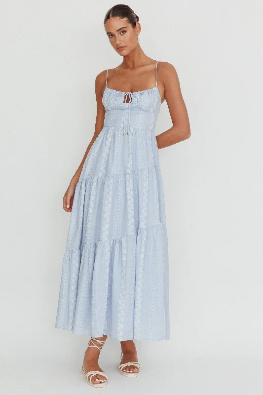 Chic And Edgy Doe Tied Bust Maxi Dress Blue